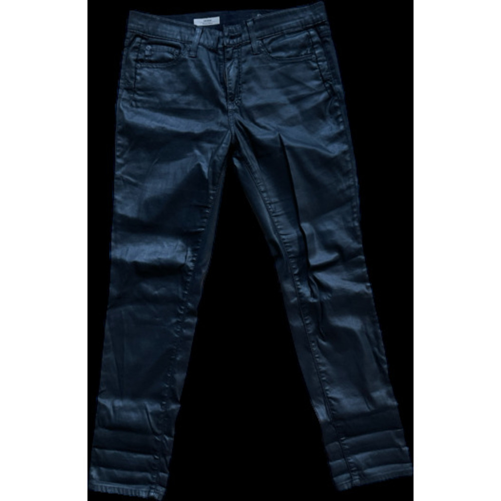 Black Waxed Slouchy Skinny Jeans